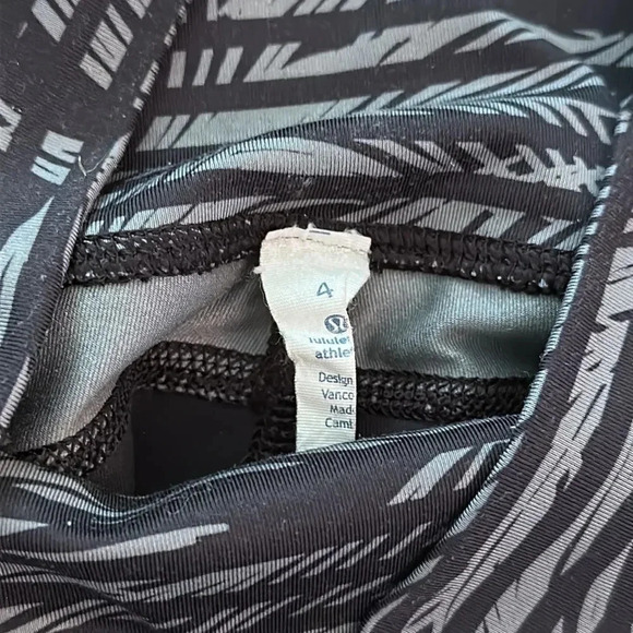 Lululemon sz 4 Wunder Under Black Gray Stripe Play Slate High waist full on luon - Picture 3 of 5